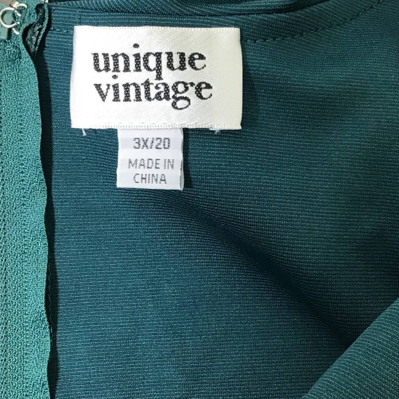 UNIQUE VINTAGE 3X-20 Plus Curvy Teal Green V-Neck Ruffle Wiggle Dress NWT B115 - Picture 6 of 11